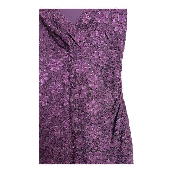 Purple Lace Cocktail Dress 4 Wiggle Holiday bodycon Hourglass Festive Plunging - Picture 3 of 9